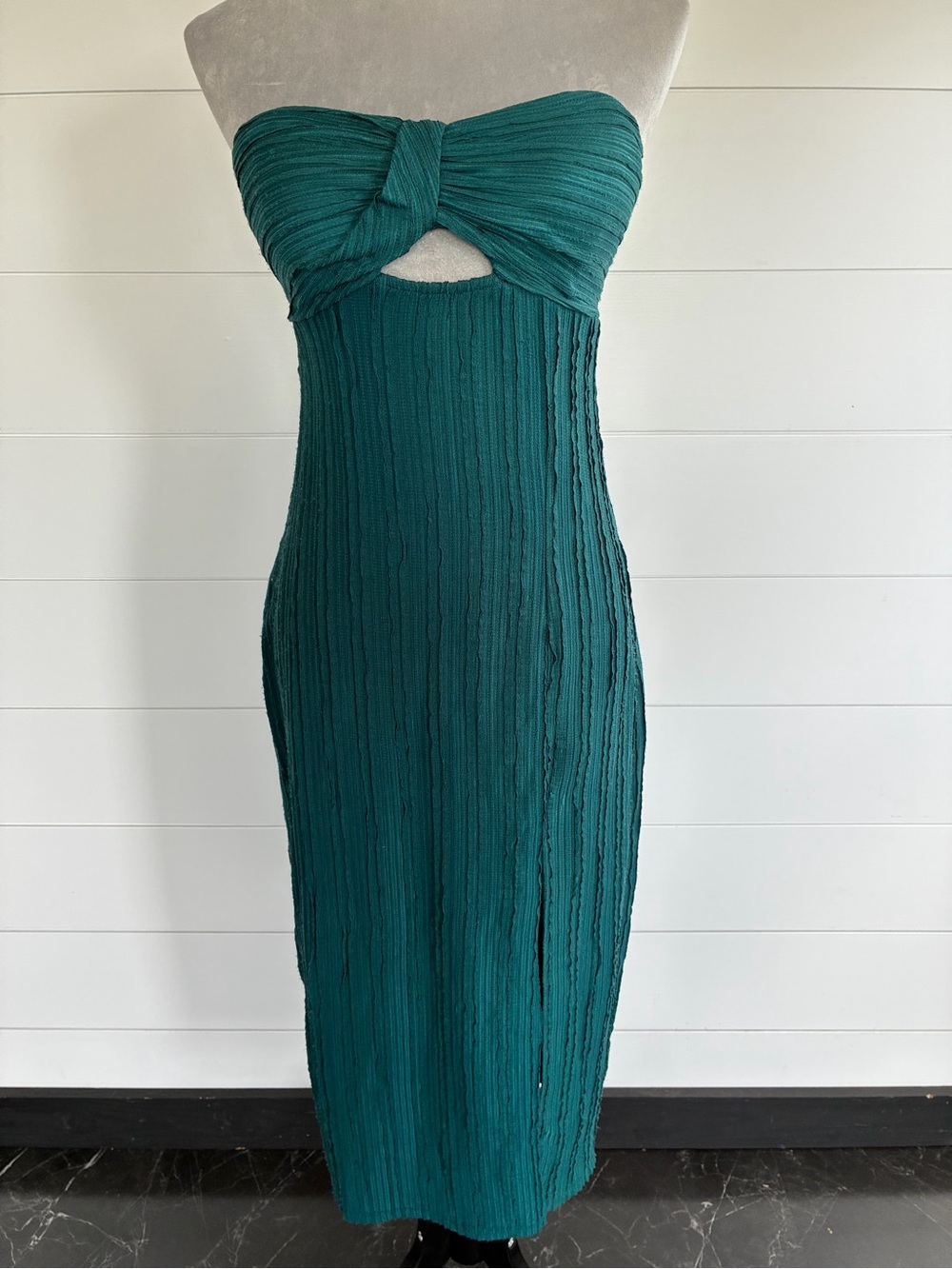 Trixxi Teal Strapless Twist Front Midi Dress Size Medium NWOT/0202